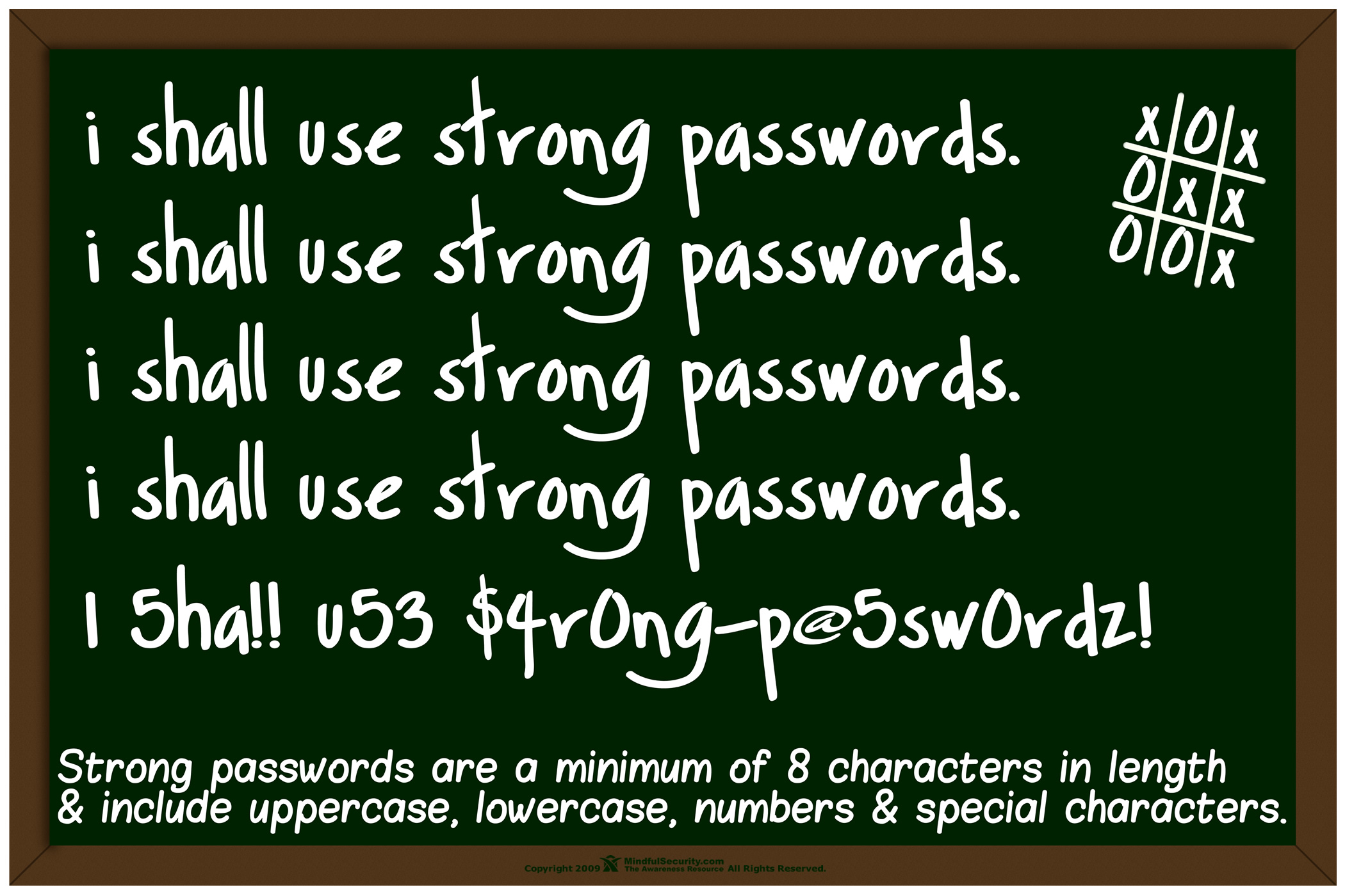 Password Chalk Board, I shall use strong passwords.