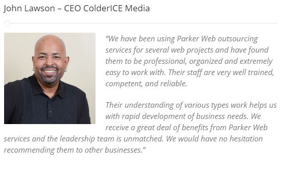 Website testimonials prove your online value proposition. - Parker Web